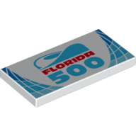 Tile 2 x 4 with 'Florida 500' Print (White)