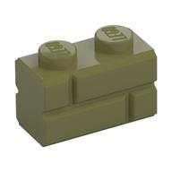 Brick Special 1 x 2 with Masonry Brick Profile (Olive Green)