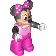 Duplo Figure Minnie Mouse with Bright Pink Top and Black Arms - Dark Pink Legs (Bright Pink)