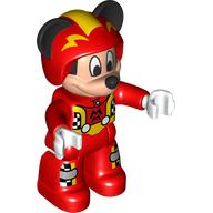 Duplo Figure Mickey Mouse, Red Race Driver Jumpsuit, Helmet (Red)