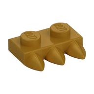 Plate Special 1 x 2 with Three Teeth [Tri-Tooth] (Pearl Gold)