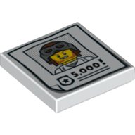 Tile 2 x 2 with Minifig Front Mugshot and 5000 Reward Poster Print (White)