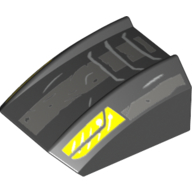 Brick Curved 2 x 2 with Lip, No Studs with Rugged Gray Strip and Yellow Lights Print (Black)