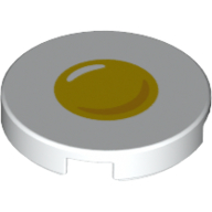 Tile Round 2 x 2 with Egg with Yolk Print (White)