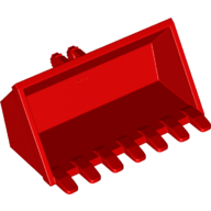 Construction Vehicle Bucket 3 x 6, 7 Hinge Teeth (Red)