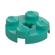 Plate Round 2 x 2 with Axle Hole Type 1 (+ Opening) (Dark Turquoise)