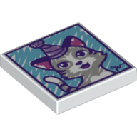 Tile 2 x 2 with Colored Kitten with Party Hat Print (White)