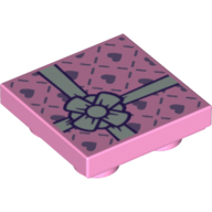 Tile Special 2 x 2 Inverted with Present and White Bow Print (Bright Pink)