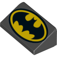 Brick Sloped 30° 1 x 2 x 2/3 with Batman Logo (Black)