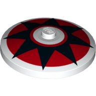 Dish 4 x 4 Inverted [Radar] with Black Star, Red Circle Print (White)