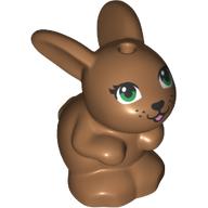 Animal, Rabbit / Bunny Sitting with Green Eyes, Open Mouth Print (Medium Nougat)