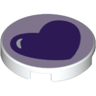 Tile Round 2 x 2 with Purple Heart Print (White)