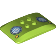 Brick Curved 6 x 4 x 2/3 Quad Curved with 2 x 2 Studs and Headlights Print (Lime)