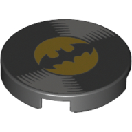 Tile Round 2 x 2 with Vinyl Record and Batman Logo Print (Black)
