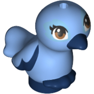 Animal, Bird, Feet Joined, Dark Blue Beak, Medium Blue Body, Brown Eyes Print (Medium Blue)