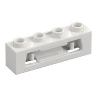 Launcher, Brick Special 1 x 4 with Inside Clips (Disk Shooter) with Recessed Center 2 Studs (White)