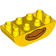Duplo Brick 2 x 4 Curved Bottom with Chicken Beak Print (Yellow)