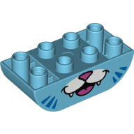 Duplo Brick 2 x 4 Curved Bottom with Cat Nose and Mouth Print (Medium Azure)