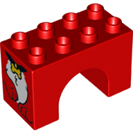 Duplo Brick 2 x 4 x 2 Arch with Dog Body Print on End (Red)