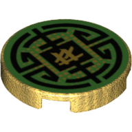 Tile Round 2 x 2 with Black Circular Lines on Green Background Print (Pearl Gold)