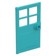 Door 1 x 4 x 6 with 4 Panes and Stud Handle (Medium Azure)