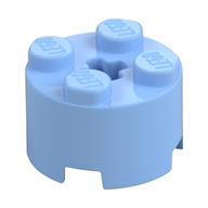 Brick Round 2 x 2 with Axle Hole (Bright Light Blue)