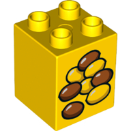 Duplo Brick 2 x 2 x 2 with Seeds Print (Yellow)