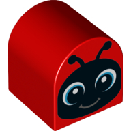 Duplo Brick 2 x 2 x 2 Curved Top with Ladybird / Ladybug Face Print (Red)