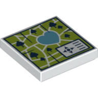 Tile 2 x 2 with Heartlake Park Map Print (White)
