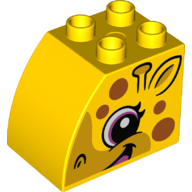 Duplo Brick 2 x 3 x 2 with Curved Top with Giraffe Print (Yellow)
