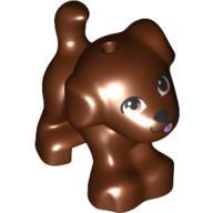 Animal, Dog, Small Standing with Brown Eyes, Black Nose, Mouth, and Pink Tongue Print (Reddish Brown)