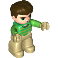 Duplo Figure with Thick Hair Combed Forward, with Lime/Green Shirt (Sandman) (Lime)