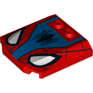 Brick Wedged, Curved Triple 4 x 4 x 2/3, 2 Studs with Large White Eyes, Spider-Man Logo and Webbing Print (Red)