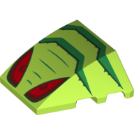 Brick Wedged, Curved 4 x 3 No Studs with Red Eyes and Green Stripes Print (Lime)
