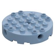 Brick Round 6 x 6 with 4 Side Pin Holes and Center Hole (Sand Blue)