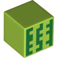 Minifig Head Special, Cube with Melon Print (Lime)