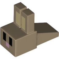Animal Body Part, Rabbit Head Blocky with Black Eyes and Pink Nose Print (Dark Tan)