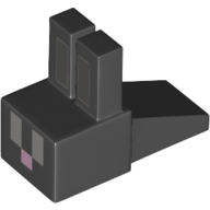Animal Body Part, Rabbit Head Blocky with Dark Bluish Grey Ears, Light Bluish Grey Eyes Print (Black)