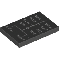 Tile 2 x 3 with White 'CDDA TLVA ATA LLA LFA MTA CTA CTM TWA FTA' Print (Black)