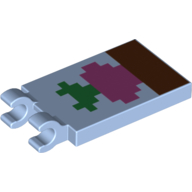 Tile Special 2 x 3 with 2 Clips with Minecraft Radish in Ground Print [Thick Open O Clips] (Bright Light Blue)