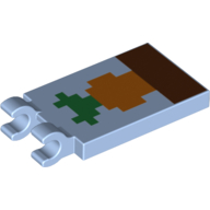 Tile Special 2 x 3 with 2 Clips with Minecraft Carrot in Ground Print [Thick Open O Clips] (Bright Light Blue)