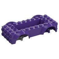 Vehicle Base 4 x 10 x 2 1/2 with Mudguards, Wheel Pins and 6 x 2 Centre Recess with 3 Holes, Light Bluish Gray Wheel Holders (Dark Purple)