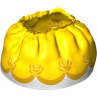Duplo Skirt Satin with Yellow Layered Top Skirt and Orange Roses Print (Yellow)