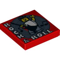 Tile 2 x 2 with 'Rock & Roll' Print (Red)