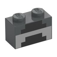 Brick 1 x 2 with Pixelated Forge Print (Dark Bluish Gray)