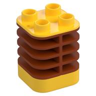 Duplo Brick 2 x 2 x 2 Yellow with Flex Spring (Dark Orange)