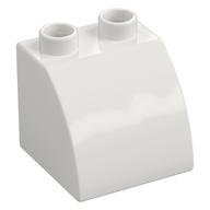 Duplo Brick 2 x 2 x 1 1/2 with Curved Top (White)