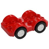 Duplo Car Base 2 x 6 - 4 White Wheels with Black Tires on 4 Fixed Axles (Red)