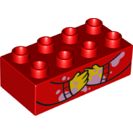Duplo Brick 2 x 4 with Arms, Hands, Ice Cream Stains (Red)