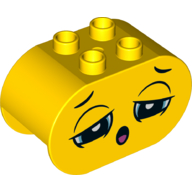 Duplo Brick 2 x 4 x 2 Rounded Ends with Sleepy Face, Half Closed Eyes, Yawn (Yellow)